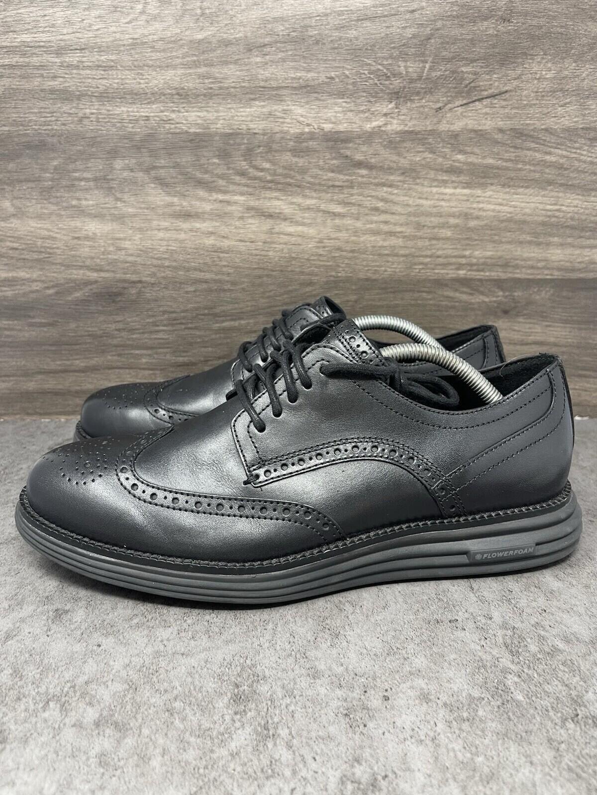 Cole Haan Originalgrand Wingtip Oxford Shoes Mens Size 9.5 Black Leather Dress